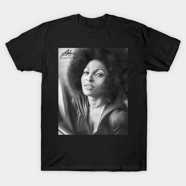 Pam Grier Digital Art T-Shirt by wayneflint